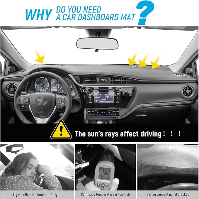 ZZEQYG Dash Cover for Toyota Corolla 2014 2015 2016 2017 2018 Accessories Flannel Dashboard Cover Dash Mat Center Console Cover Sunshield Protector Pad