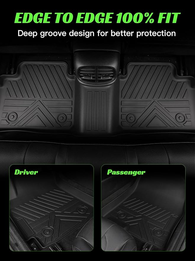 TPE All-Weather Floor Mats for Elantra 2021-2025 (Not for Hybrid) & Elantra N 2022-2025 | Custom Fit Heavy Duty Truck Floor Liners|Front & Rear Row Protection|Odorless, 3-Pcs Set Black