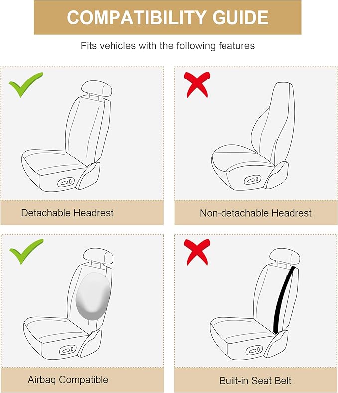 AOOG Leather Car Seat Covers for Cars SUV Pick-up Truck, Universal Front Pair