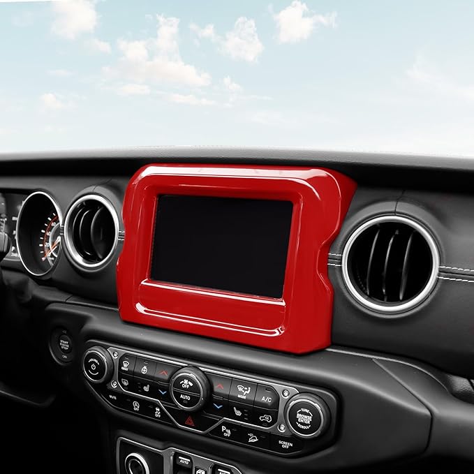RT-TCZ for Jeep JL Center Console Radio Display Panel Trim Cover for Jeep Wrangler JL JLU Gladiator JT 2018-2023 Red Interior Accessories 7 inch