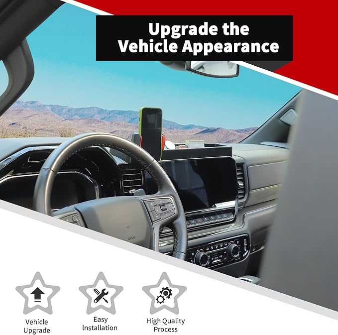 Voodonala for Chevy Silverado ZR2 Center Console Dash Storage Tray with Phone Holder Compatible with 2022-2025 Chevy Silverado ZR2 1500/ 2500HD/ 3500HD(Updated Screw Fixing)