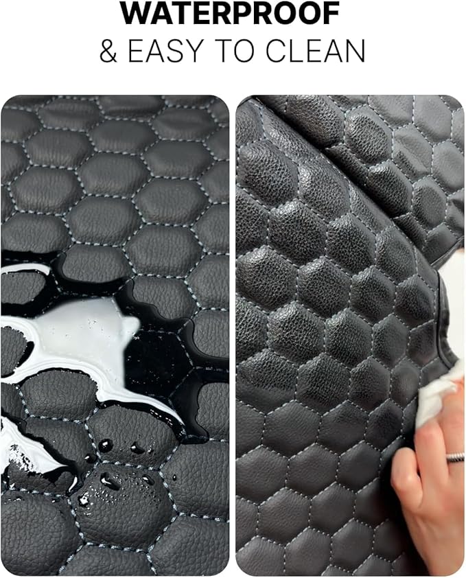 Owleys Kick Mat Back Seat Protector - Car Back Seat Cover for Kids Feet - Waterproof & Sturdy Protector for Upholstery from Dirt, Mud, Scratches and Stain (Black Set)