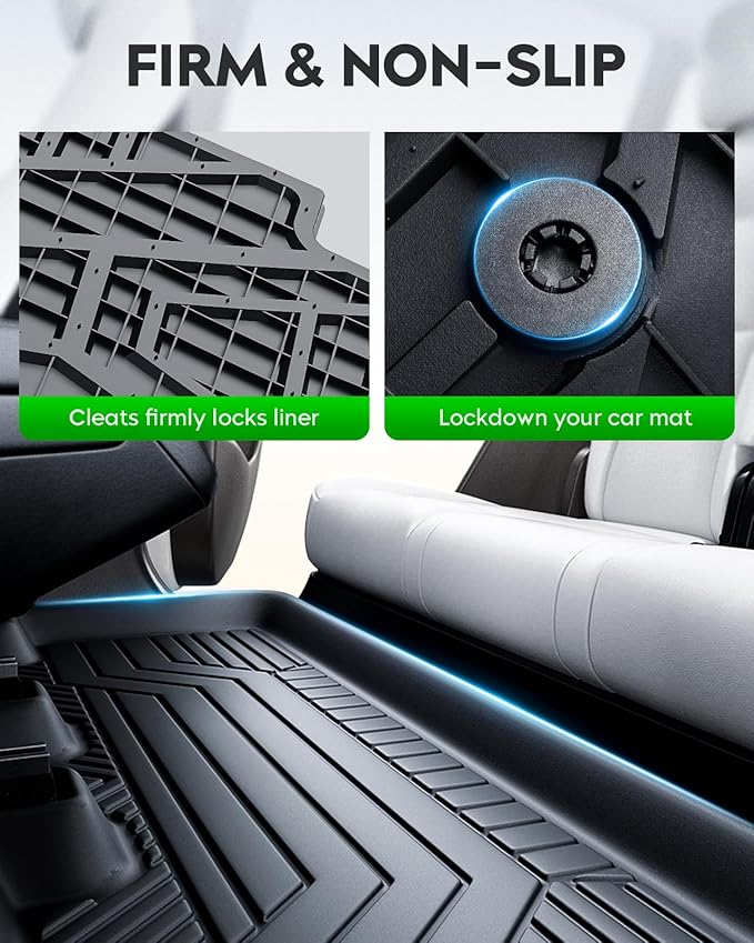 Floor Mats Compatible with 2017-2024 Ford F-250 F250 F-350 F350 Super Duty Crew Cab, Custom Fit All Weather TPE Floor Liners, Front & 2nd Row Car Mats (not Fit for Trucks with Vinyl Floors), Set of 3