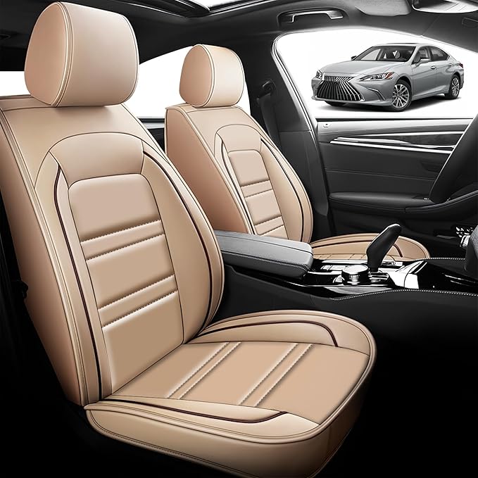 Seat Cover for Lexus Car es350 2007-2024 | Car Seat Covers Front Seats, Waterproof Seat Protectors, Automotive Front Seat Covers (Front Seat, Beige)