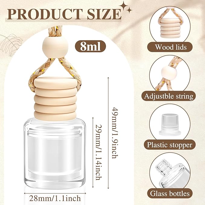 AROIC Car Air Freshener, 18 Pack Long Lasting Hanging Car Air Freshener Diffuser Set for Women & Men, 6 Premium Scents Essential Oil Vehicle Aroma Fragrance Gift (8ml Each)