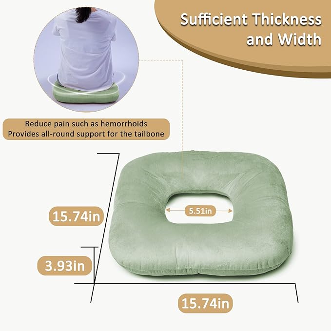 Donut Pillow for Tailbone Pain Relief, Wheelchair Cushion for Hemorrhoids and Bed Sores, Pregnancy, Donut Pillow Suitable for Office, Long Travel, Car and Home Sofa