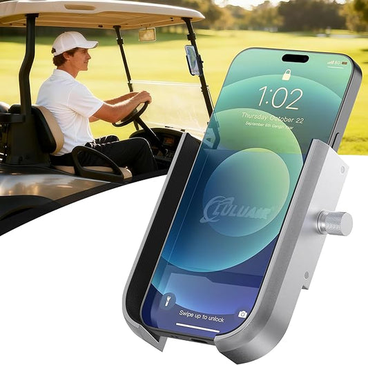 Golf Cart Phone Holder - Slim Smartphone Mount for Golf Cart, Ultra-Strong Magnet - Golf Cart Accessories, Rotatable Universal Magnetic Phone Holder for Golf Cart(Silver)