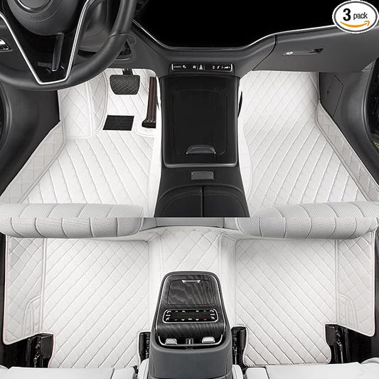 Luxury car Floor mats are for 99% of Vehicle Models,All Weather car Floor mats Provide Comprehensive Protection for Vehicles,Floor mats for car Personalized Customization! (White)