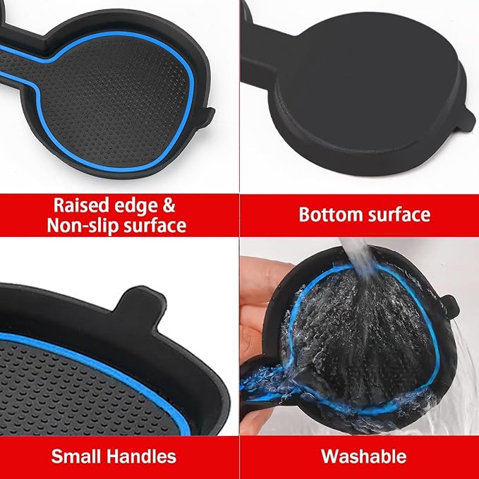 Auovo 3D Cup Holder Inserts for Toyota RAV4 Accessories 2025 2024 2023 2022 2021 2020 2019 Silicone Center Console Cup Holder Coaster Liner Mat Pad Interior Trims (Blue, 2pcs kit)