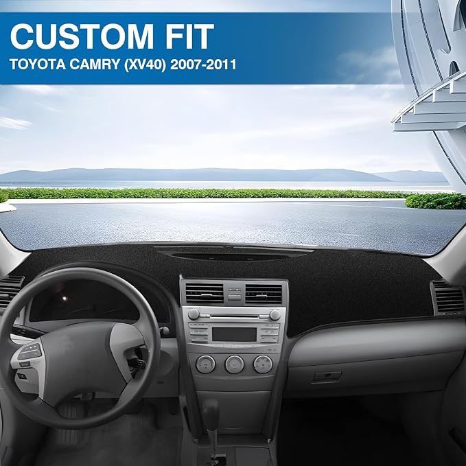 KUST Car Dash Cover Compatible with Toyota Camry 2007 2008 2009 2010 2011 Polyester Dashboard Cover Non-Slip Dash Protector Interior Accessories for Camry Custom Fit Dash Mat No Glare Black