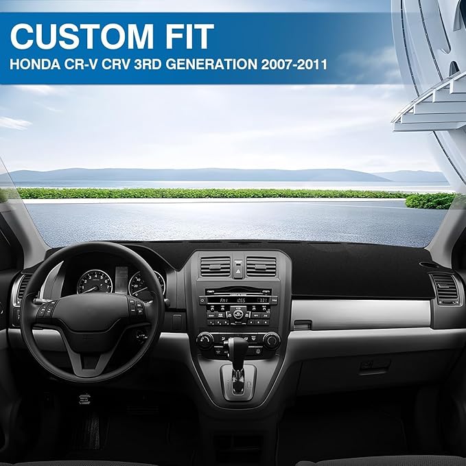 KUST Car Dash Cover for Honda CR-V CRV 2007 2008 2009 2010 2011 Non-Slip Dashboard Cover Interior Accessories for CRV Custom Fit Dash Mat Sunshade Windshield No Glare Black
