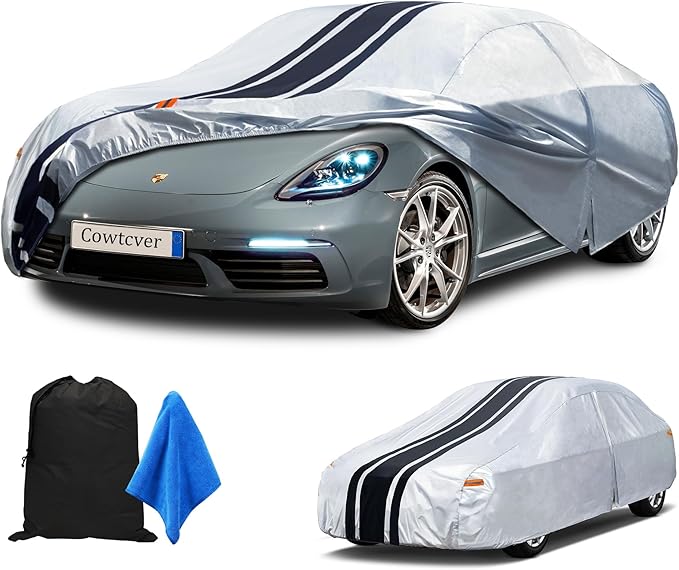 [2025 Upgrade] 10-Layer Waterproof Sport/Coupe/Cabriolet Car Cover. All Weather Full Outdoor Covers. Porsche 718, Cayman Boxster, BMW Z4, Nissan 350Z etc. Size A2 (Length Up to 177 inch)