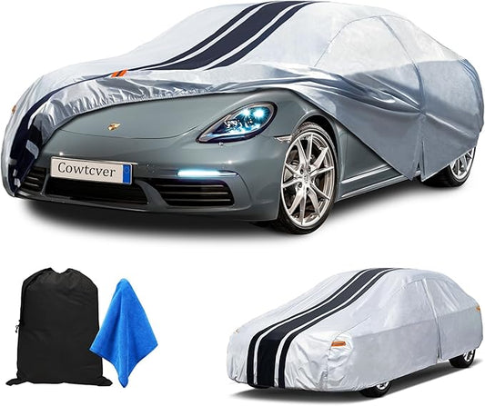 [2025 Upgrade] 10-Layer Waterproof Sport/Coupe/Cabriolet Car Cover. All Weather Full Outdoor Covers. Porsche 718, Cayman Boxster, BMW Z4, Nissan 350Z etc. Size A2 (Length Up to 177 inch)