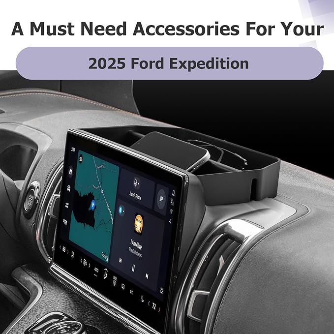 LUWU for 2026 Expedition Dashboard Storage Tray 2025 2026 Ford Expedition Active/Platinum/Tremor/King Ranch 13.2inch Behind Screen Organizer Center Console Dash Tray Expedition 2026 Accessories