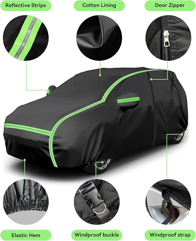 Car Cover fits Jeep Grand Cherokee 1999-2025, SUV Size, 6 Layers Waterproof All Weather Protection, Sun UV Rain Snow Resistant with Windproof Straps & Reflective Design