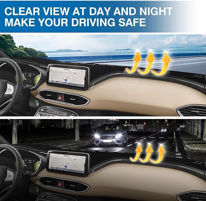 KUST Car Dash Cover for Hyundai Santa Fe 2019 2020 2021 2022 2023 Left Hand Driving Dashboard Cover Polyester Non-Slip Interior Accessories for Santa Fe Sunshade Windshield No Glare Black