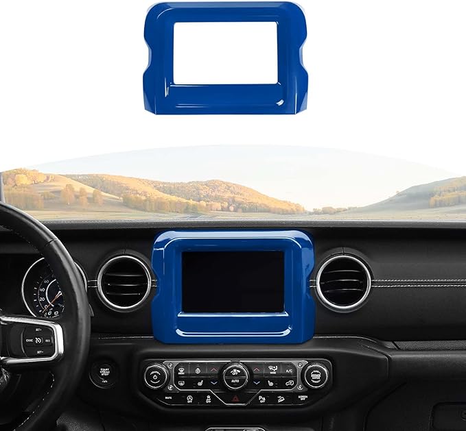 RT-TCZ for Jeep JL Center Console Radio Display Panel Trim Cover for Jeep Wrangler JL JLU Gladiator JT 2018-2023 Blue Interior Accessories 7 inch