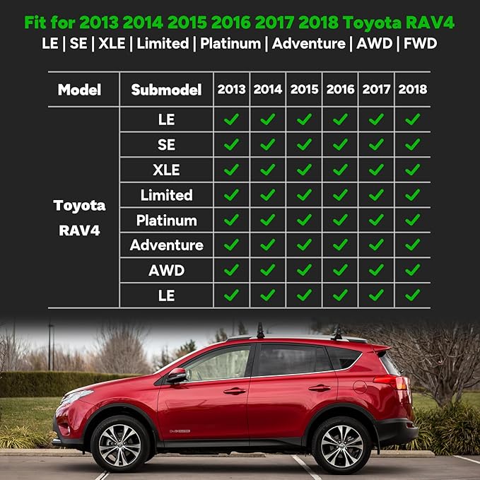 for Toyota RAV4 Floor Mats 2018 2017 2016 2015 2014 2013(Not for Hybrid or Prime),Car Mats for Toyota RAV4 All Weather Floor Mats Cargo Liner Accessories Waterproof Car Mat 2013-2018