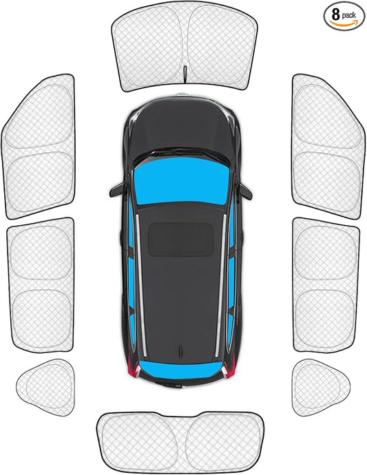 KMF 8pcs Thicken Sun Shades for Kia Soul 2014-2019 Accessories, Soul Full Car Window Covers Sunshade for Windshield Side Rear, UV Block and Protect Privacy Blackout for Car Camping Outdoor