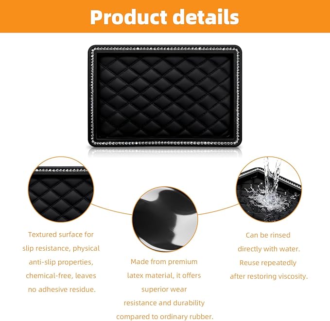 5 Pcs Car Dashboard Non Slip Mat Diamond Multi-Function Anti-Slip Adhesive Car Mats Suitable for Phones, Keys, Sunglasses, GPS Devices, and Coins Includes Interior Decoration Small Roast Duck