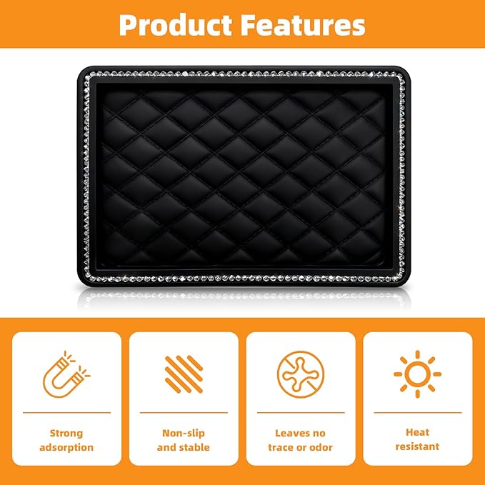 5 Pcs Car Dashboard Non Slip Mat Diamond Multi-Function Anti-Slip Adhesive Car Mats Suitable for Phones, Keys, Sunglasses, GPS Devices, and Coins Includes Interior Decoration Small Roast Duck