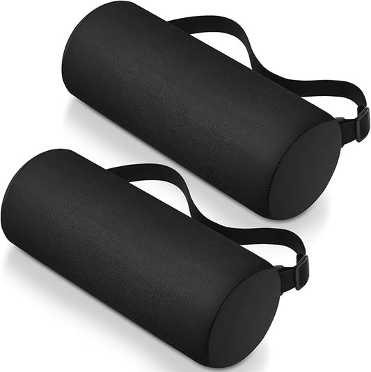 Wenqik 2 Pcs Lumbar Support Pillow Lumbar Roll Lower Pillow Office Seat Cushion with Adjustable Strap and Washable Cover for Travel Gaming Chair Car Seat Pain Relief(Black)