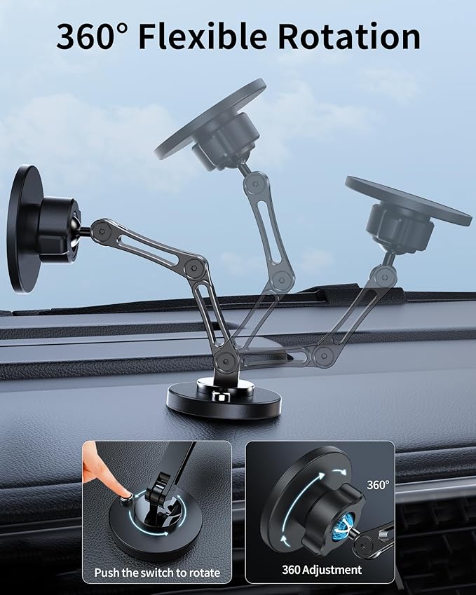 ZBF Magnetic Car Phone Holder Mount (360° Rotation) Cell Phone Car Holder, Phone Mount for Car Windshield Dashboard Hand Free Mount for iPhone 17 16 15 14 13 Pro Max All Smartphones