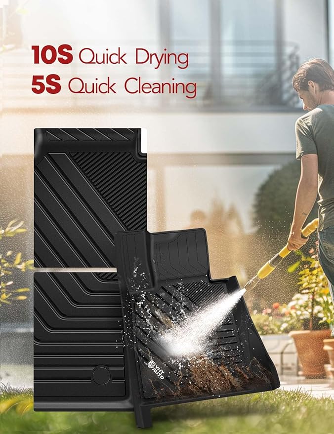 YHTAUTO Floor Mats Fit BMW 5 Series G30 2018-2022, TPE All Weather Car Mats Waterproof Anti-Slip Odorless Floor Liner, Interior Car Accessories Front & 2nd Row Liner