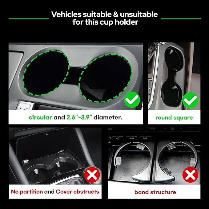 Triple Car Cup Holder Expander Adapter with Offset Adjustable Base and Large Bottles