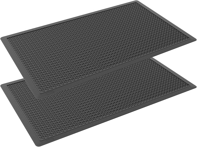 Rubber Scraper Mat for Shoes - Heavy Duty Non-Slip Entryway Mat, Mud Trapping with Deep Grooves, Waterproof Anti-Fatigue for Indoor/Outdoor, Garage Home Dust Control (2 Pack - 60" x 36")