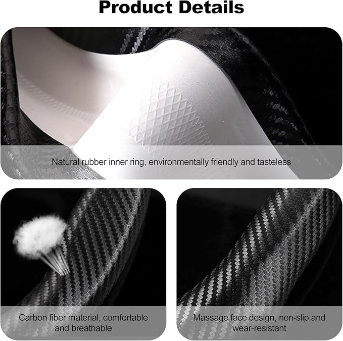 Ergocar Carbon Fiber Material Steering Wheel Cover Anti-Slip Breathable Sweat Absorbent Fashionable Sport Steering Wheel Sleeve for D-Shaped Diameter 15"（37.5-38cm）-Black