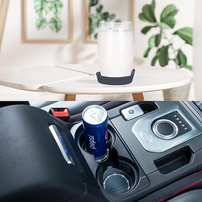 Amooca Car Cup Coaster Universal Non-Slip Cup Holders Bling Crystal Rhinestone Car Interior Accessories 4 Pack Grey