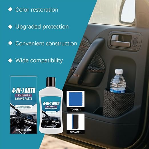 Polishing Cleaner Car Interior - 100g Wax Restorer Polish,Car Cleaner,for Seat Dashboard Detailing Auto Care Leather Trims Hard Panels Maintenance