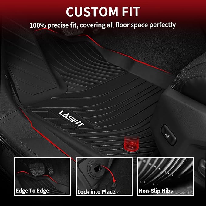LASFIT Floor Mats for Toyota Corolla Sedan 2020-2026, All Weather TPE Custom Fit Car Mats for Toyota Corolla Accessories 1st & 2nd Row Floor Liners, Easy to Clean, Odorless, Black
