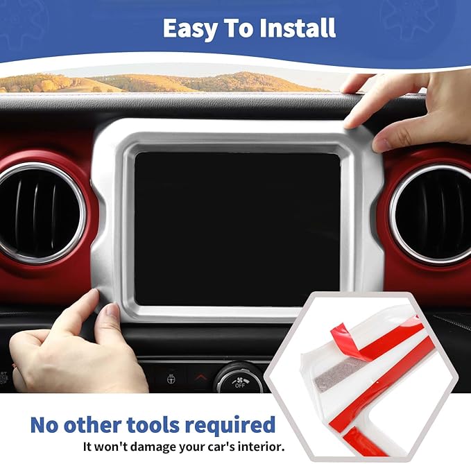 RT-TCZ for Jeep JL Center Console Radio Display Panel Trim Cover for Jeep Wrangler JL JLU Gladiator JT 2018-2023 Silver Interior Accessories 8.4 inch