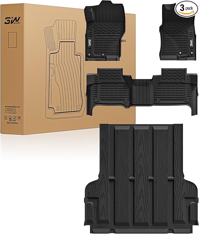 3W Floor Mats & Truck Bed Mat for Nissan Frontier 2025 2024 2023 2022 Crew Cab(NOT for 2nd with Under Seat Speaker), All Weather TPE Custom Fit Car Liner for Frontier