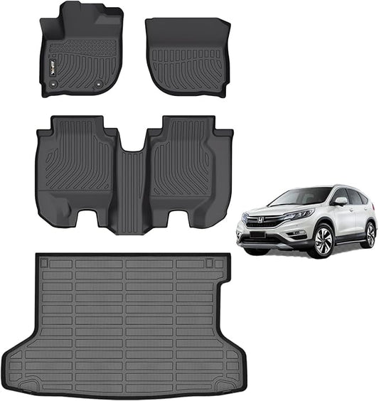 AIPOIL® Floor Mats & Cargo Liner Set for Honda HR-V 2016-2022 (AWD Models) 丨TPE All Weather Protection Anti-Slip Automotive Floor Liners丨Full Set Automobile mats Accessories, Black