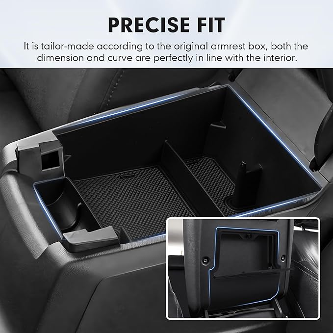 Autorder 2PCS Center Console Organizer for 2023-2026 Chevy Chevrolet Colorado/GMC Canyon Accessories Armrest Storage Box Hidden Storage Box Center Console Insert Tray with Anti-Slip Mat