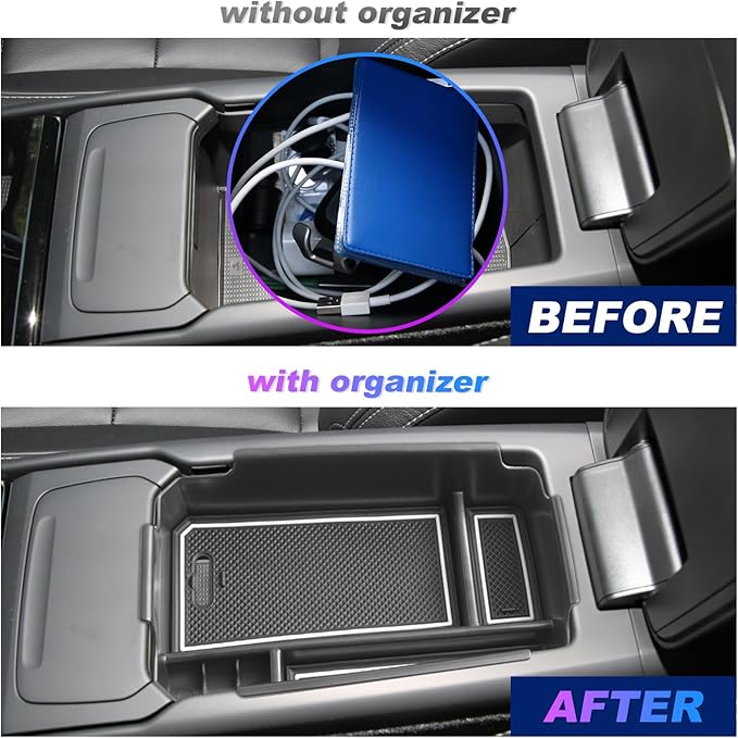 SXCY for 2018-2024 2025 XC40 Center Console Organizer for Volvo XC40 Accessories 2024 2025 XC40 Center Console Tray 2024 XC40 Armrest Console Organizer(White Mats)