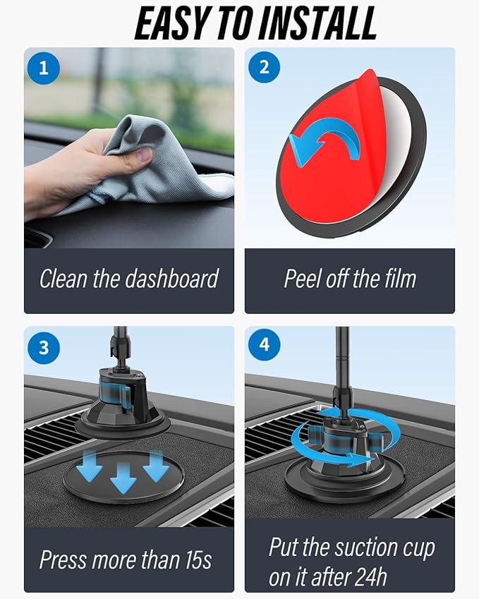 woleyi Heavy Duty Truck Tablet Mount [Metal Arm] Dashboard Windshield Suction Cup Tablet Holder for Trucks/Vehicles, Compatible with iPad Pro Air Mini, Galaxy Tab, Z Fold, Cell Phones, 4.7-13" Devices