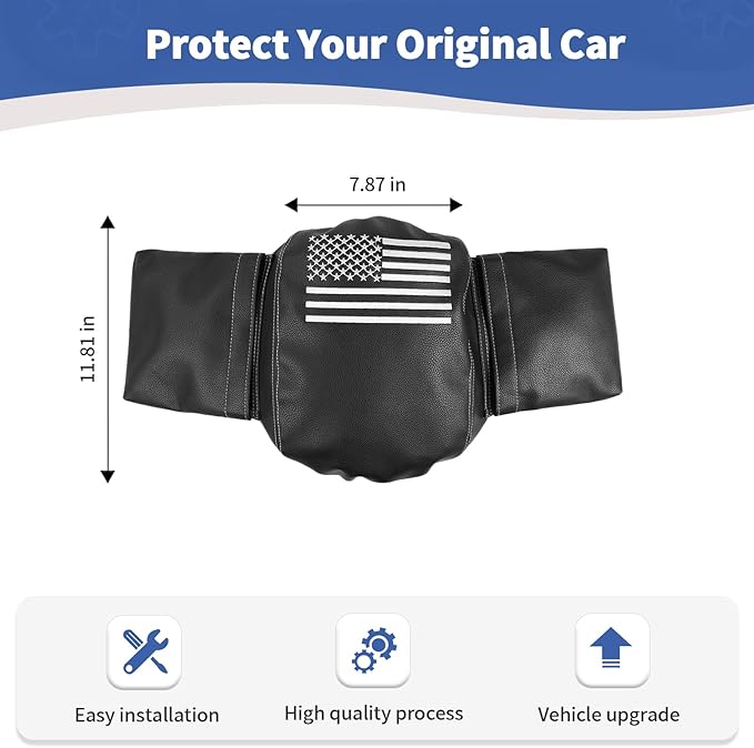 RT-TCZ for Wrangler JL Center Console Armrest Pad Cover with Storage Bag for Jeep Wrangler JL JLU 2018-Present for Gladiator JT 2020-Present American Flag Black Leather
