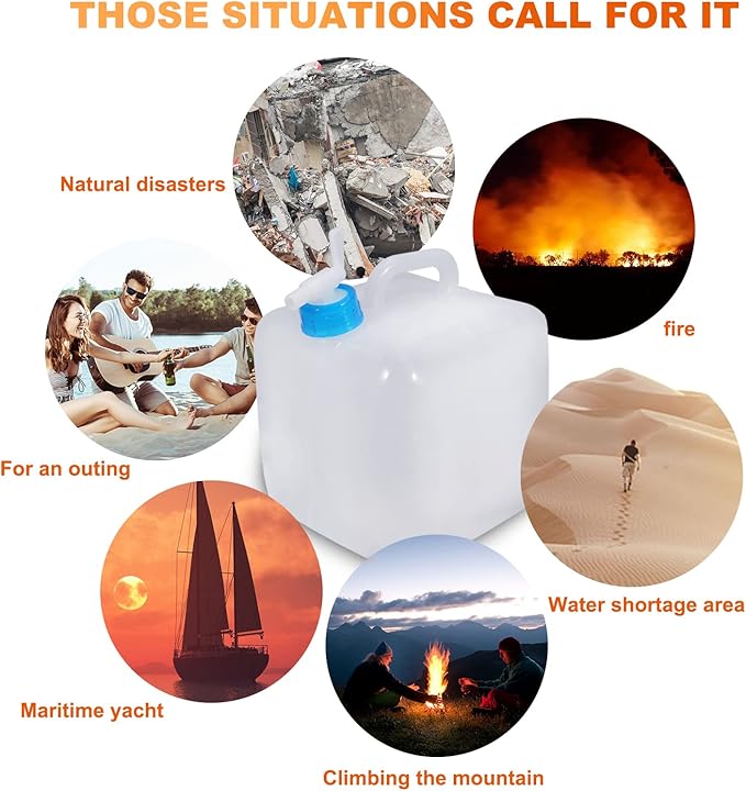 2 Pack 5.3 Gallon Collapsible Water Container with Spigot, Portable Foldable Water Container, Camping Water Storage Jug Tank for Outdoor Sports Camping Hiking Emergency