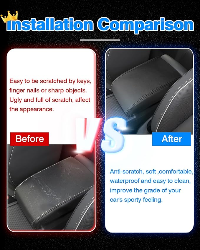 Autorder Center Console Cover for VW Golf Mk8 2022 2023 2024 Volkswagen Golf Accessories Armrest Cover Anti-Scratch Middle Console Pad Leather Armrest Protector