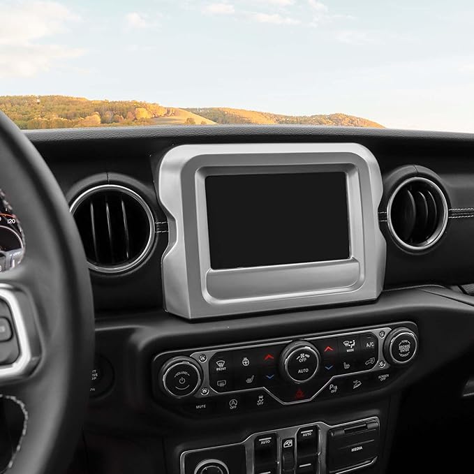RT-TCZ for Jeep JL Center Console Radio Display Panel Trim Cover for Jeep Wrangler JL JLU Gladiator JT 2018-2023 Silver Interior Accessories 7 inch