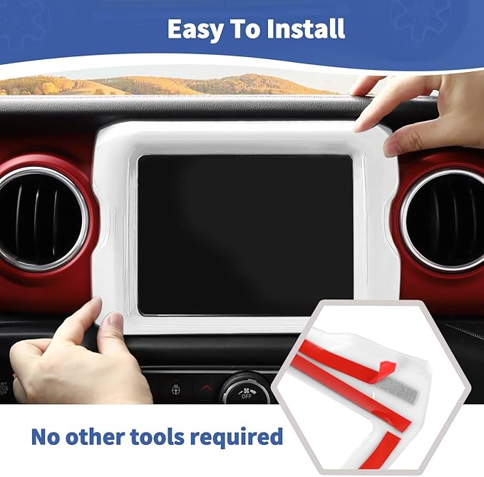 RT-TCZ for Jeep JL Center Console Radio Display Panel Trim Cover for Jeep Wrangler JL JLU Gladiator JT 2018-2023 White Interior Accessories 8.4 inch