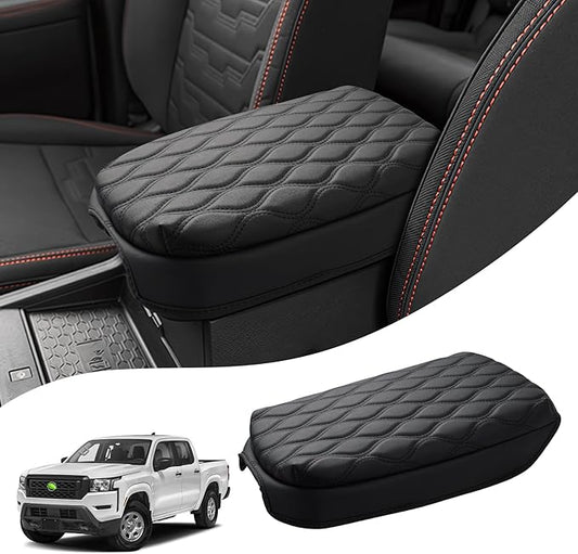 Autorder Center Console Cover for Nissan Frontier 2022-2025 2026 Accessories Armrest Cushion Cover Nappa Leather Middle Console Covers Frontier Console Cushion Pad Anti-Scratch
