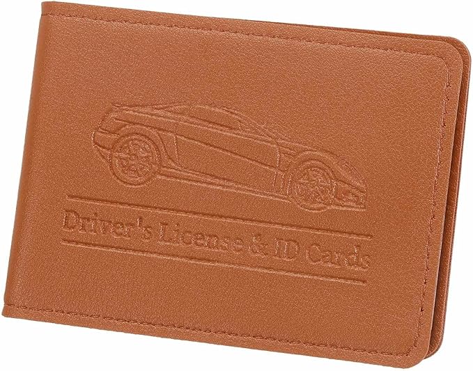 HARFINGTON Car Registration and Insurance Holder PU Leather Vehicle Glove Box Organizer Storage Accessories Car ID Holder with 8 Pockets for License ID Card Bank Card Documents, Brown