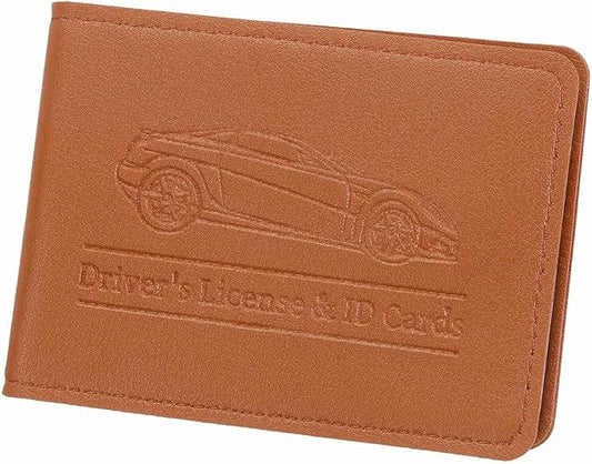 HARFINGTON Car Registration and Insurance Holder PU Leather Vehicle Glove Box Organizer Storage Accessories Car ID Holder with 8 Pockets for License ID Card Bank Card Documents, Brown
