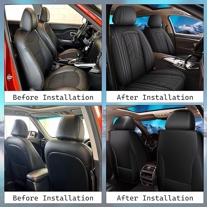 2PCS Front Leather Car Seat Covers Fit for Toyota Tacoma 2016-2023 Waterproof and Anti Staining Auto Protector Car Seat Covers (Black)