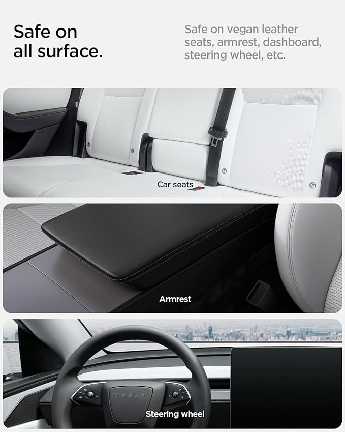 Spigen Car Interior Seat Cleaner & Stain Remover [Safe & Eco-Friendly Solution] Kit with CyberCase & Double-Sided Microfiber Towel Accessories for Tesla White/Black Leather Seats, Dashboard, Console